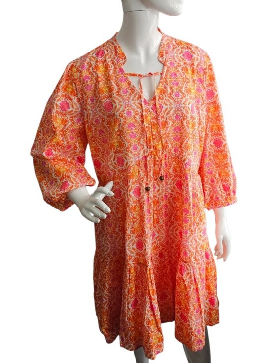 Lea Dresses & Skirts - LEA 100% Cotton Orange Midi Sundress Size Large